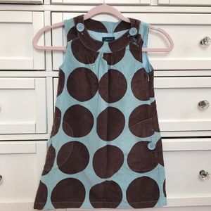 Mini Boden Blue&Brown Polka Dot Corduroy KidsDress